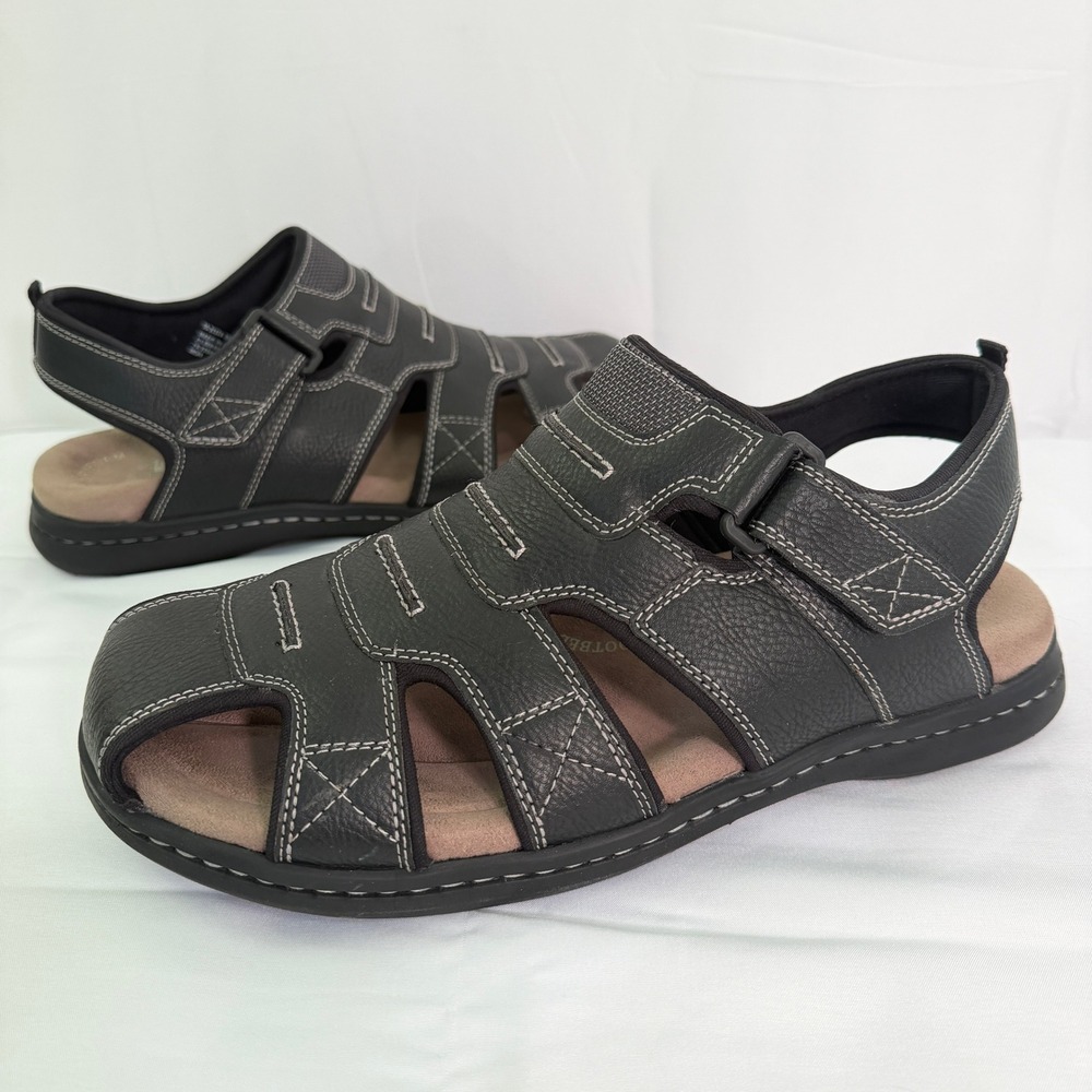 Dockers Mens Fisherman Sandals Black Memory Foam Fusion Footbed 12 M 90-21374